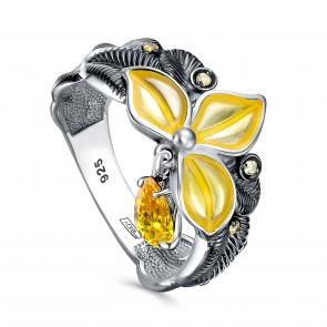 Серебряное кольцо KABAROVSKY с фианитом, эмалью и Swarovski K11-281-30612 фото