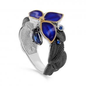 Серебряное кольцо KABAROVSKY с фианитом и эмалью K11-281-40807 фото