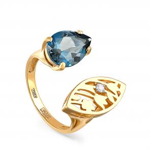 Кольцо из лимонного золота KABAROVSKY с бриллиантом и Лондон топазом K11-2990-2300 фото
