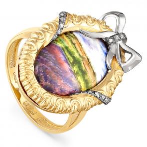 Кольцо из лимонного золота KABAROVSKY с бриллиантом и финифтью K11-2997-1022 фото