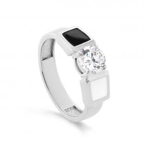 Серебряное кольцо KABAROVSKY с фианитом и эмалью K11-315-7901 фото