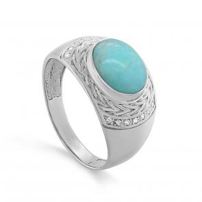 Серебряное кольцо KABAROVSKY с фианитом и амазонитом K11-336-20100 фото