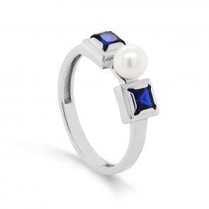 Серебряное кольцо KABAROVSKY с фианитом и жемчугом Swarovski K11-344-40800 фото