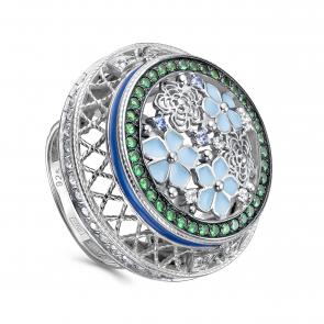 Серебряное кольцо KABAROVSKY с фианитом, эмалью и Swarovski K11-347-0005 фото