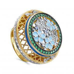 Кольцо из золочёного серебра KABAROVSKY с фианитом и эмалью K11-347-0105 фото