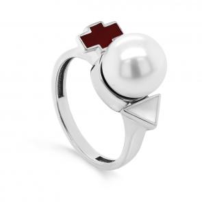 Серебряное кольцо KABAROVSKY с жемчугом и эмалью K11-374-1501 фото