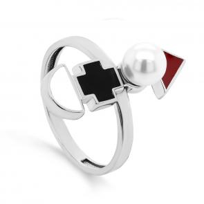 Серебряное кольцо KABAROVSKY с жемчугом и эмалью K11-375-1501 фото