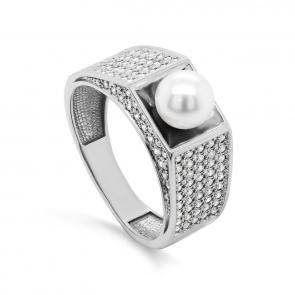 Серебряное кольцо KABAROVSKY с фианитом и жемчугом K11-391-1500 фото