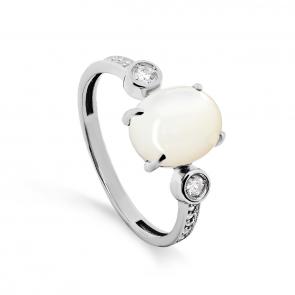 Серебряное кольцо KABAROVSKY с фианитом и перламутром K11-401-6200 фото