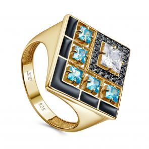 Кольцо из золочёного серебра KABAROVSKY с фианитом и эмалью K11-420-40131 фото