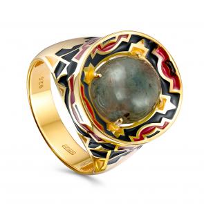 Кольцо из золочёного серебра KABAROVSKY с агатом и эмалью K11-515-20201 фото