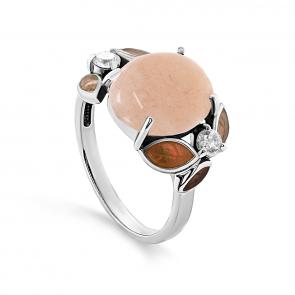 Серебряное кольцо KABAROVSKY с фианитом и солнечным камнем и эмалью K11-543-20523 фото
