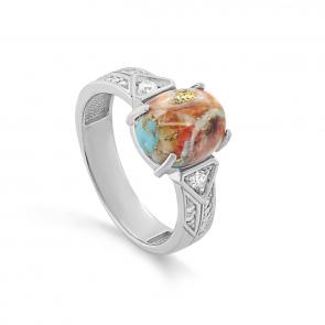 Серебряное кольцо KABAROVSKY с фианитом и бирюзой K11-547-70100 фото