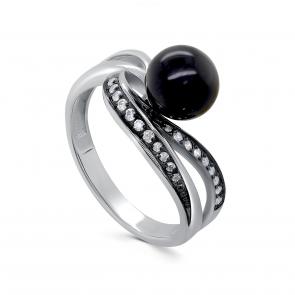 Серебряное кольцо KABAROVSKY с фианитом и жемчугом K11-592-1689 фото