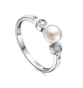 Серебряное кольцо KABAROVSKY с фианитом и жемчугом K11-602-1500 фото