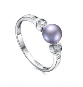 Серебряное кольцо KABAROVSKY с фианитом и жемчугом K11-602-21000 фото