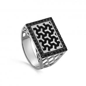 Серебряное кольцо KABAROVSKY с фианитом и эмалью K11-620-41002 фото