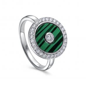 Серебряное кольцо KABAROVSKY с фианитом и малахитом K11-7002-4600 фото