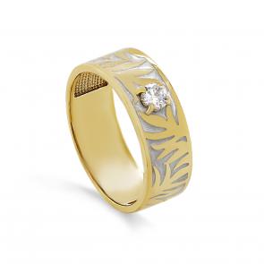 Кольцо из золочёного серебра KABAROVSKY с фианитом и эмалью K11-743-7945 фото