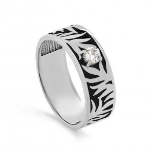 Серебряное кольцо KABAROVSKY с фианитом и эмалью K11-743-7954 фото