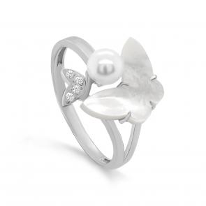 Серебряное кольцо KABAROVSKY с фианитом, жемчугом и перламутром K11-774-6200 фото