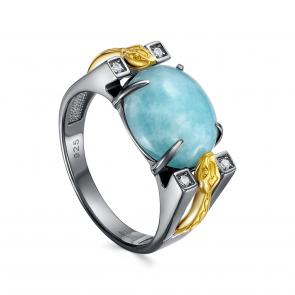 Серебряное кольцо KABAROVSKY с фианитом и амазонитом K11-778-20181 фото