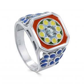 Серебряное кольцо KABAROVSKY с топазом и эмалью K11-779-2501 фото
