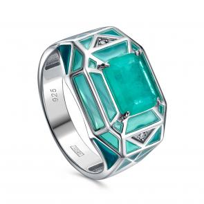 Серебряное кольцо KABAROVSKY с фианитом, эмалью и алпанитом K11-783-63013 фото