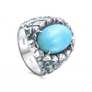 Серебряное кольцо KABAROVSKY с фианитом, эмалью и амазонитом K11-799-20105 фото