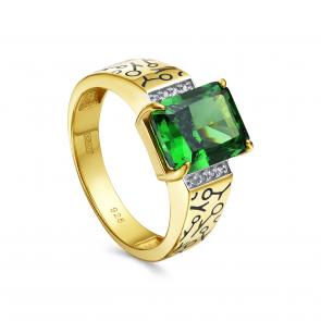 Кольцо из лимонного серебра KABAROVSKY с фианитом и эмалью K11-821-12602 фото