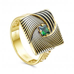 Кольцо из лимонного серебра KABAROVSKY с фианитом и эмалью K11-825-40402 фото