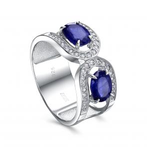 Серебряное кольцо KABAROVSKY с фианитом и сапфиром K11-837-1100 фото