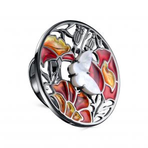 Серебряное кольцо KABAROVSKY с перламутром и витражной эмалью K11-860-6289 фото