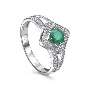 Серебряное кольцо KABAROVSKY с фианитом и изумрудом K11-869-1200 фото