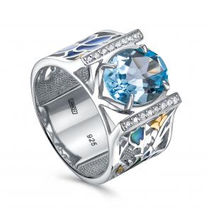 Серебряное кольцо KABAROVSKY с топазом, фианитом и эмалью K11-870-7805 фото