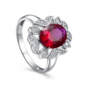 Серебряное кольцо KABAROVSKY с фианитом и рубиновым корундом K11-874-32700 фото