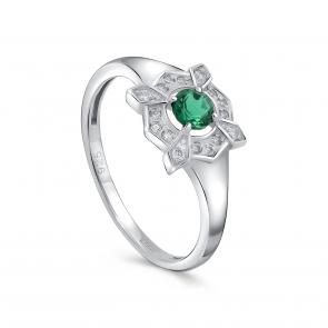 Серебряное кольцо KABAROVSKY с фианитом и гидротермальным изумрудом K11-882-13000 фото
