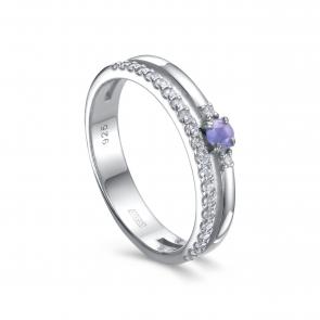 Серебряное кольцо KABAROVSKY с фианитом и танзанитом K11-887-10000 фото