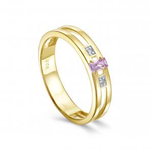 Кольцо из лимонного серебра KABAROVSKY с аметистом и бриллиантом K11-889-5331 фото