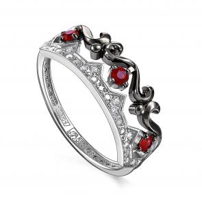 Серебряное кольцо KABAROVSKY с фианитом и рубиновым корундом K11-899-32789 фото