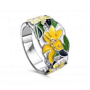 Серебряное кольцо KABAROVSKY с фианитом и эмалью K11-9060-7990 фото