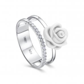 Серебряное кольцо KABAROVSKY с фианитом и фарфором K11-920-13900 фото