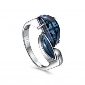 Серебряное кольцо KABAROVSKY с ситаллом цвета Лондон топаз и эмалью K11-922-52107 фото