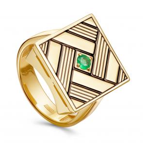 Кольцо из лимонного серебра KABAROVSKY с изумрудом и эмалью K11-945-1202 фото