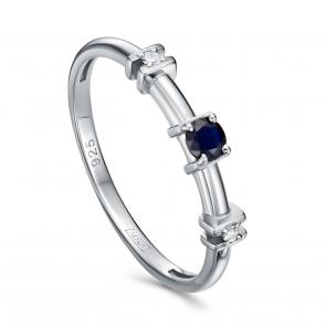 Серебряное кольцо KABAROVSKY с бриллиантом и сапфиром K11-951-1100 фото