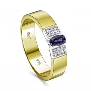 Кольцо из золочёного серебра KABAROVSKY с фианитом и иолитом K11-962-21389 фото