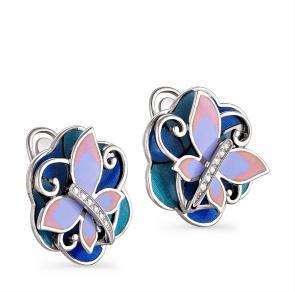 Серебряные серьги KABAROVSKY с эмалью и Swarovski K12-005-8101 фото