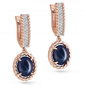 Серьги из золота KABAROVSKY с бриллиантом и звездчатым сапфиром K12-01062-1400 фото