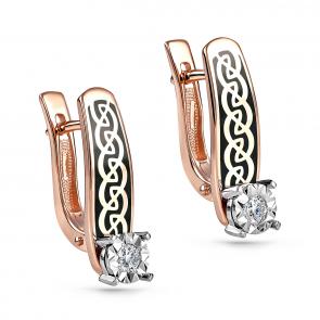 Золотые серьги KABAROVSKY с бриллиантом и эмалью K12-01074-1002 фото