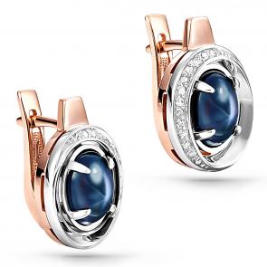 Серьги из золота KABAROVSKY с бриллиантом и звездчатым сапфиром K12-01078-1400 фото